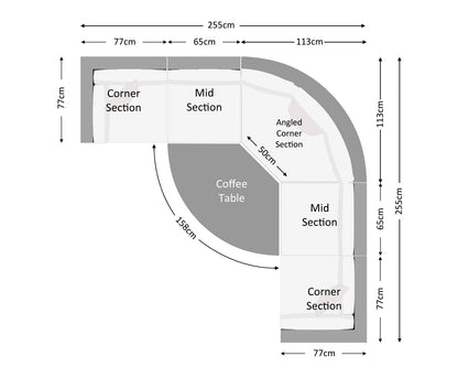 Florida 6 Piece Angled Rattan Garden Corner Sofa Set in Grey