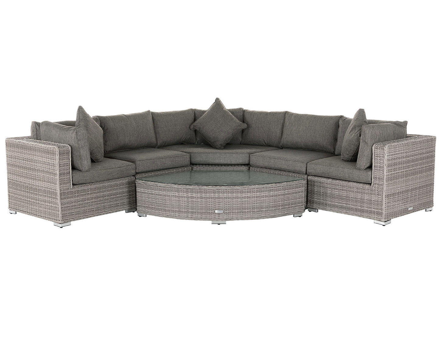 Florida 6 Piece Angled Rattan Garden Corner Sofa Set in Grey