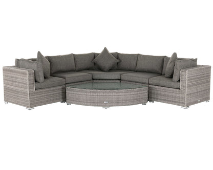 Florida 6 Piece Angled Rattan Garden Corner Sofa Set in Grey