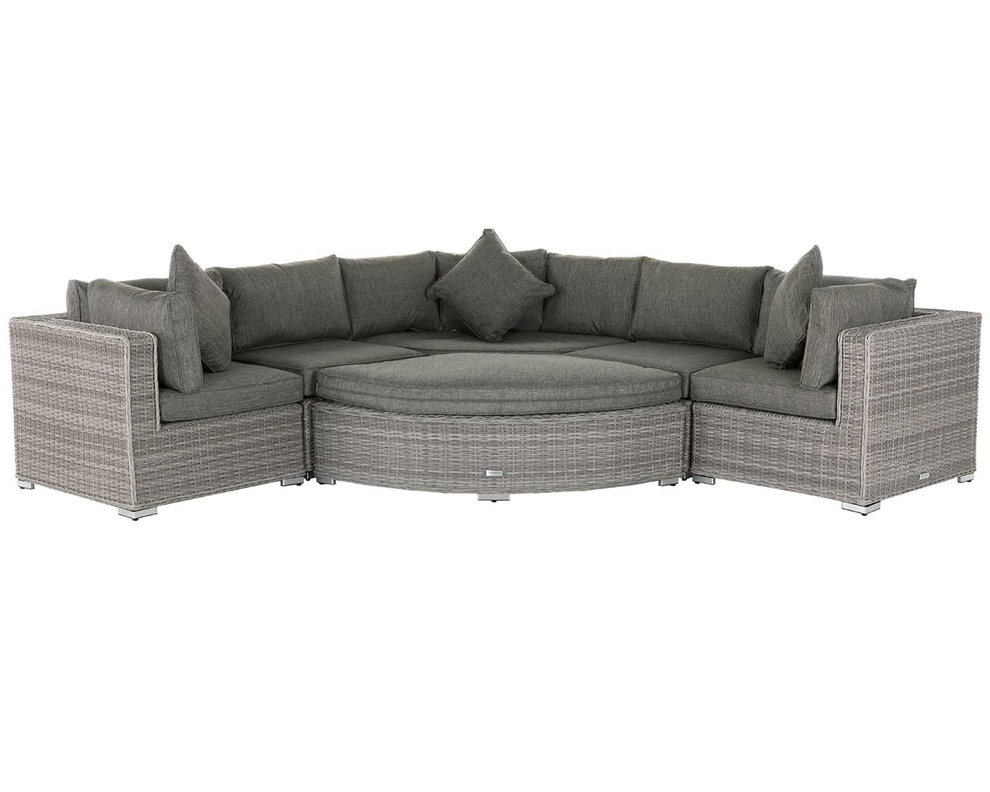 Florida 6 Piece Angled Rattan Garden Corner Sofa Set in Grey