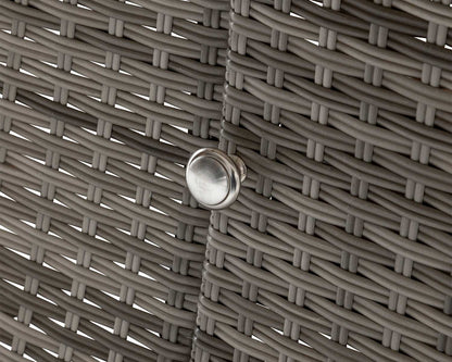 Cambridge 6 Rattan Garden Chairs and Rectangular Fire Pit Dining Table in Grey