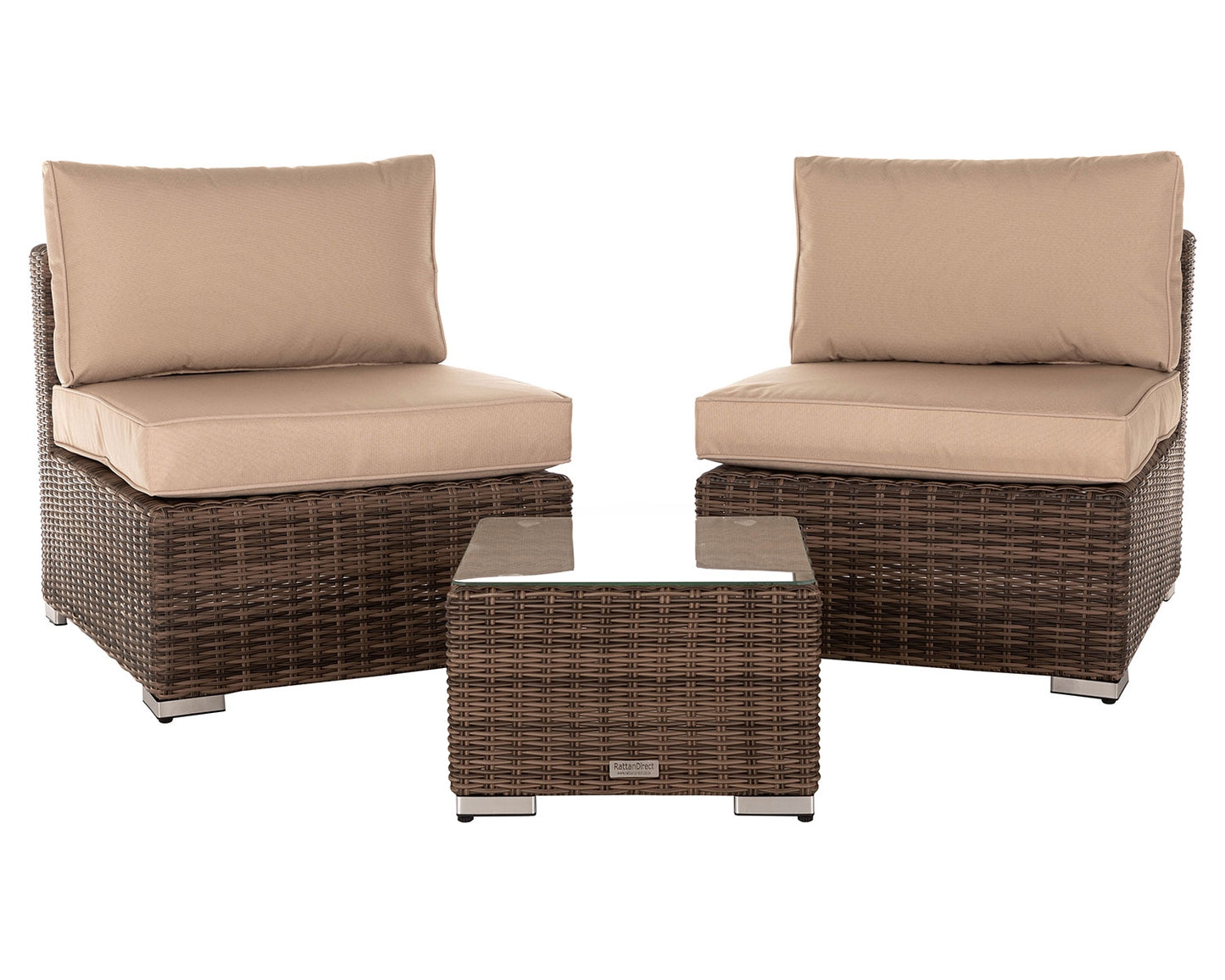 Florida Bistro Set with Small Square side Table - Premium Truffle Brown and Champagne