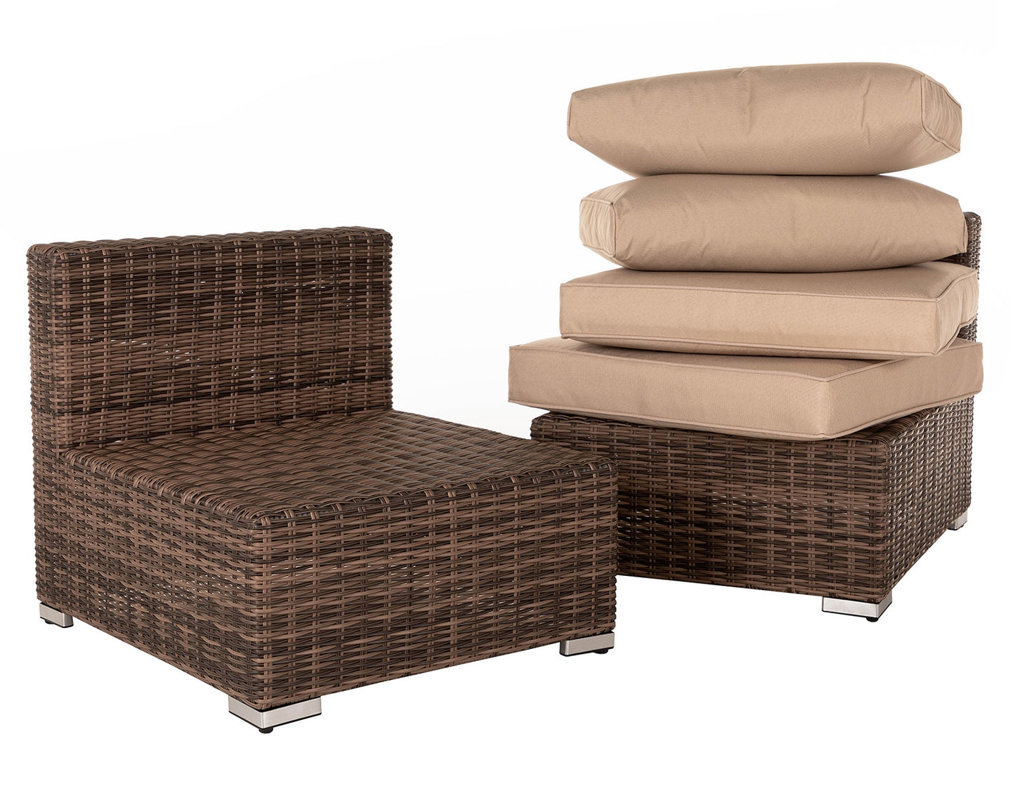 Florida Bistro Set with Small Square side Table - Premium Truffle Brown and Champagne