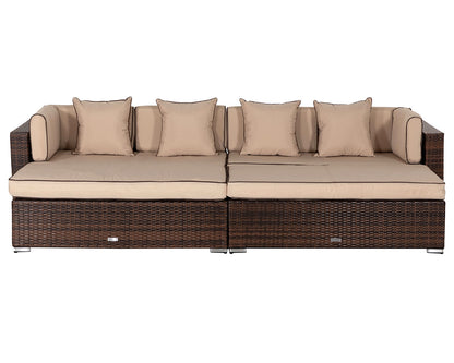 Monaco Rattan Garden Day Bed Sofa Set in Chocolate and Cream