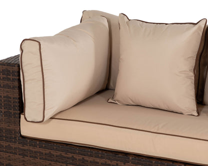 Monaco Rattan Garden Day Bed Sofa Set in Chocolate and Cream