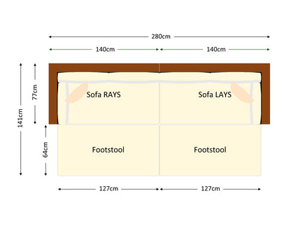 Monaco Rattan Garden Day Bed Sofa Set in Chocolate and Cream