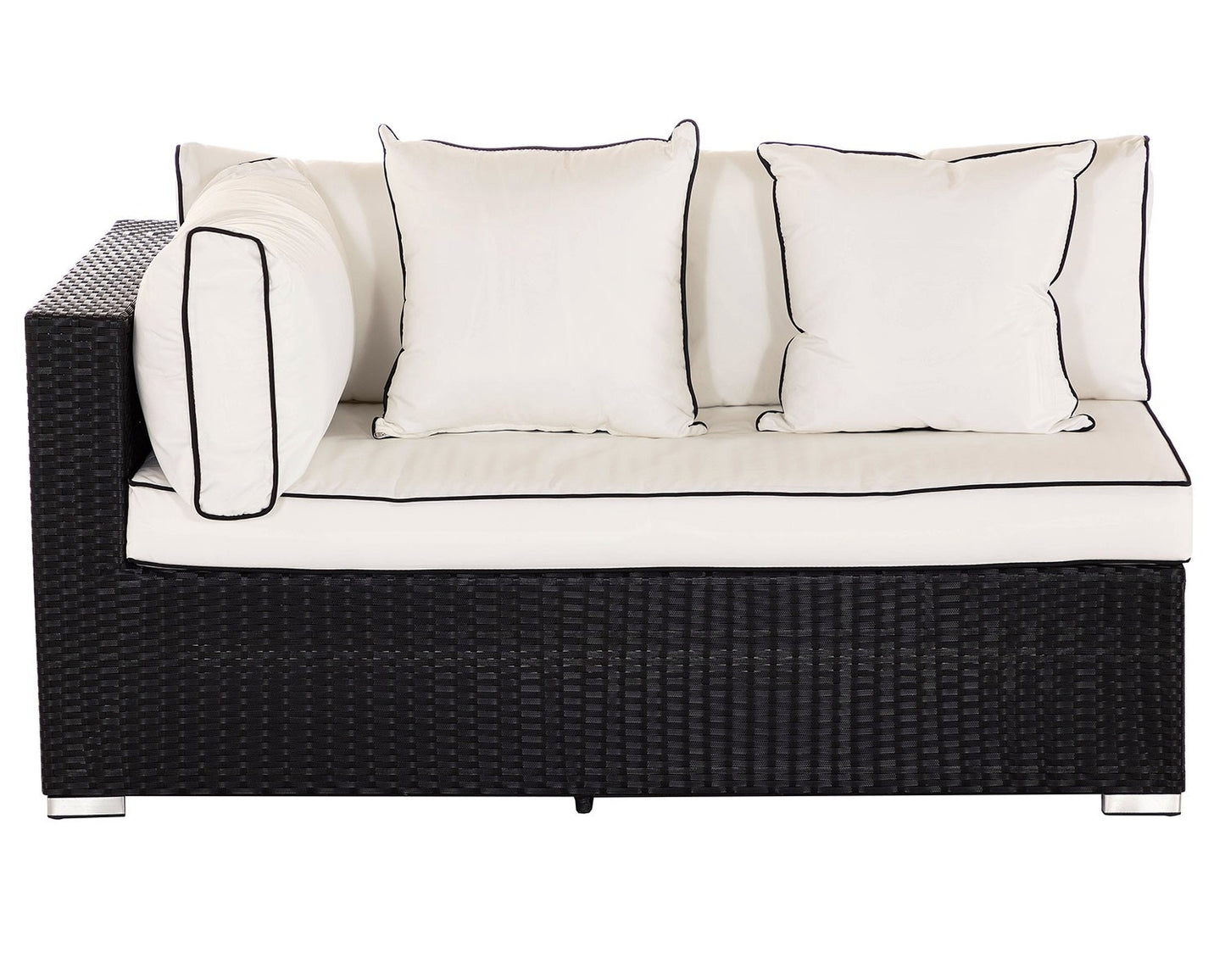 Monaco Rattan Garden Day Bed Sofa Set in Black and Vanilla