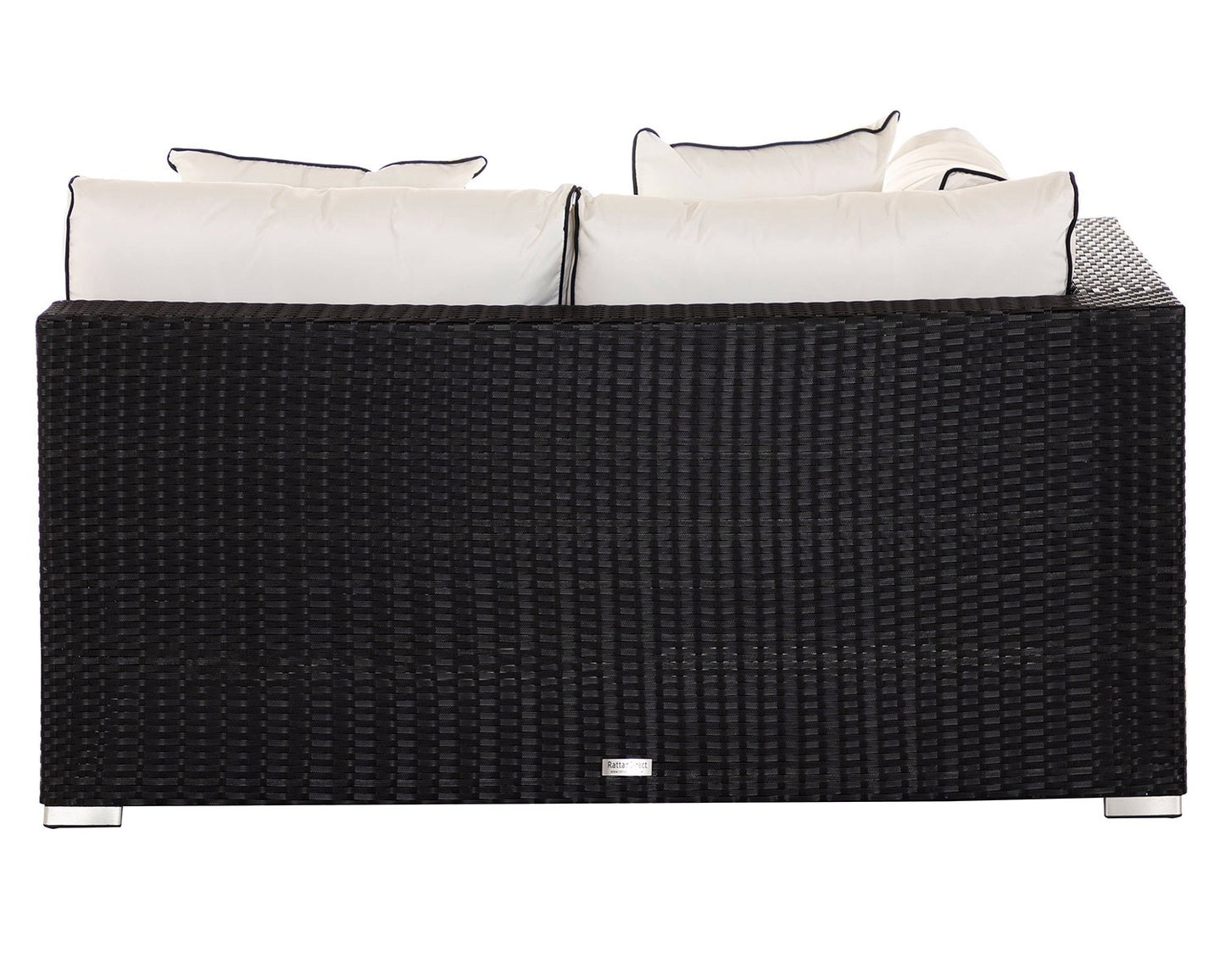Monaco Rattan Garden Day Bed Sofa Set in Black and Vanilla