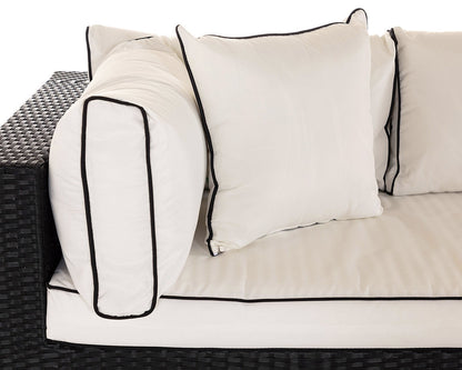 Monaco Rattan Garden Day Bed Sofa Set in Black and Vanilla