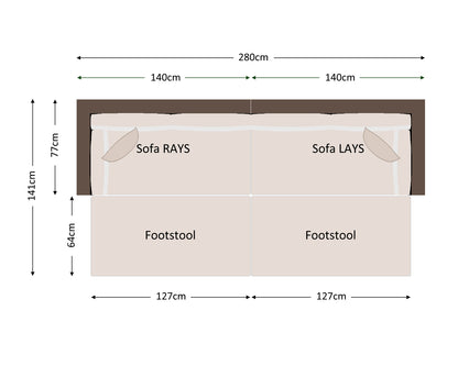 Monaco Rattan Garden Day Bed Sofa Set in Premium Truffle Brown and Champagne