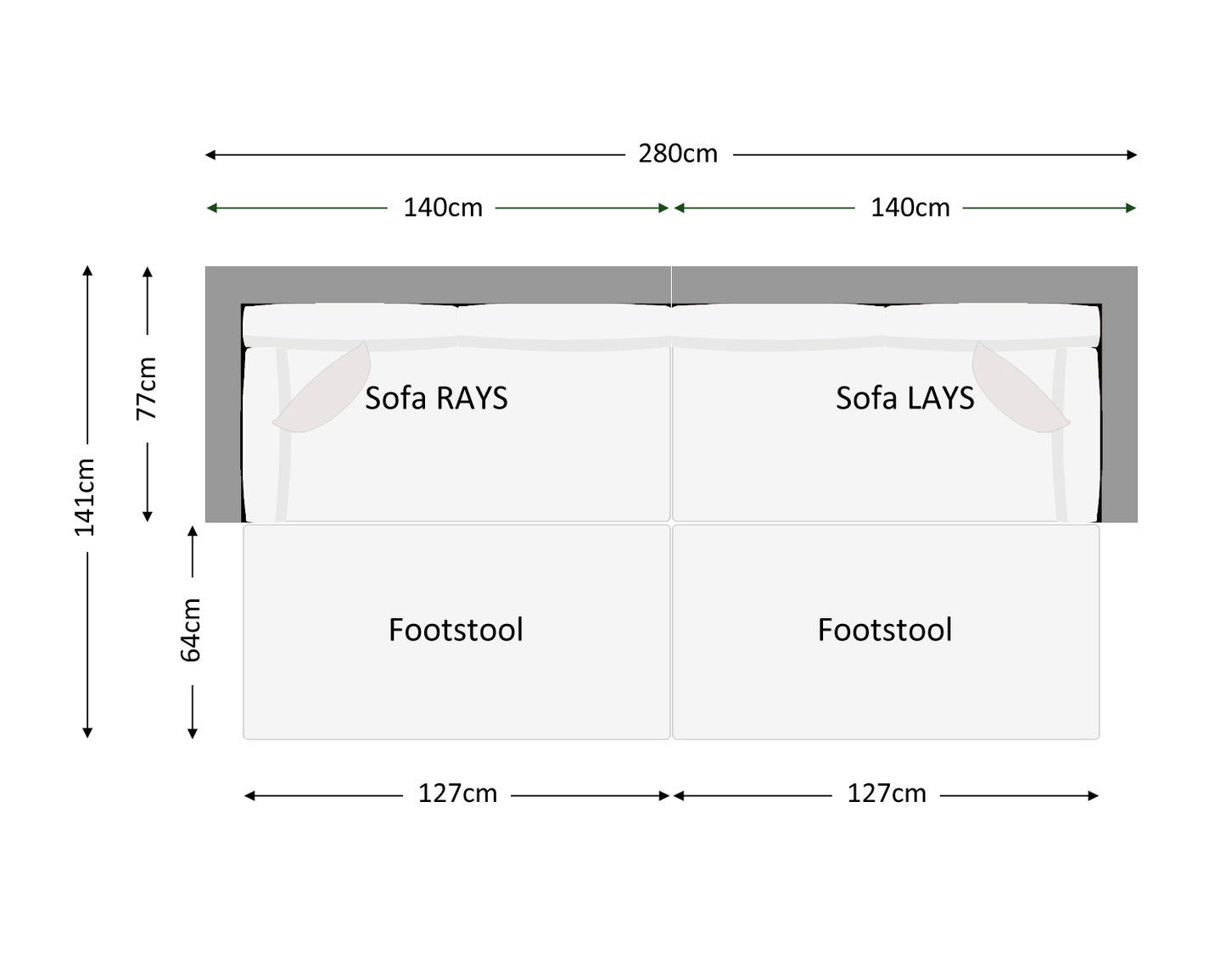 Monaco Rattan Garden Day Bed Sofa Set in Grey