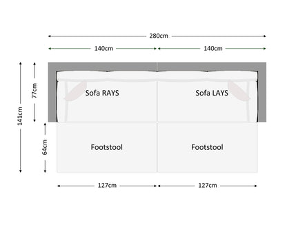 Monaco Rattan Garden Day Bed Sofa Set in Grey