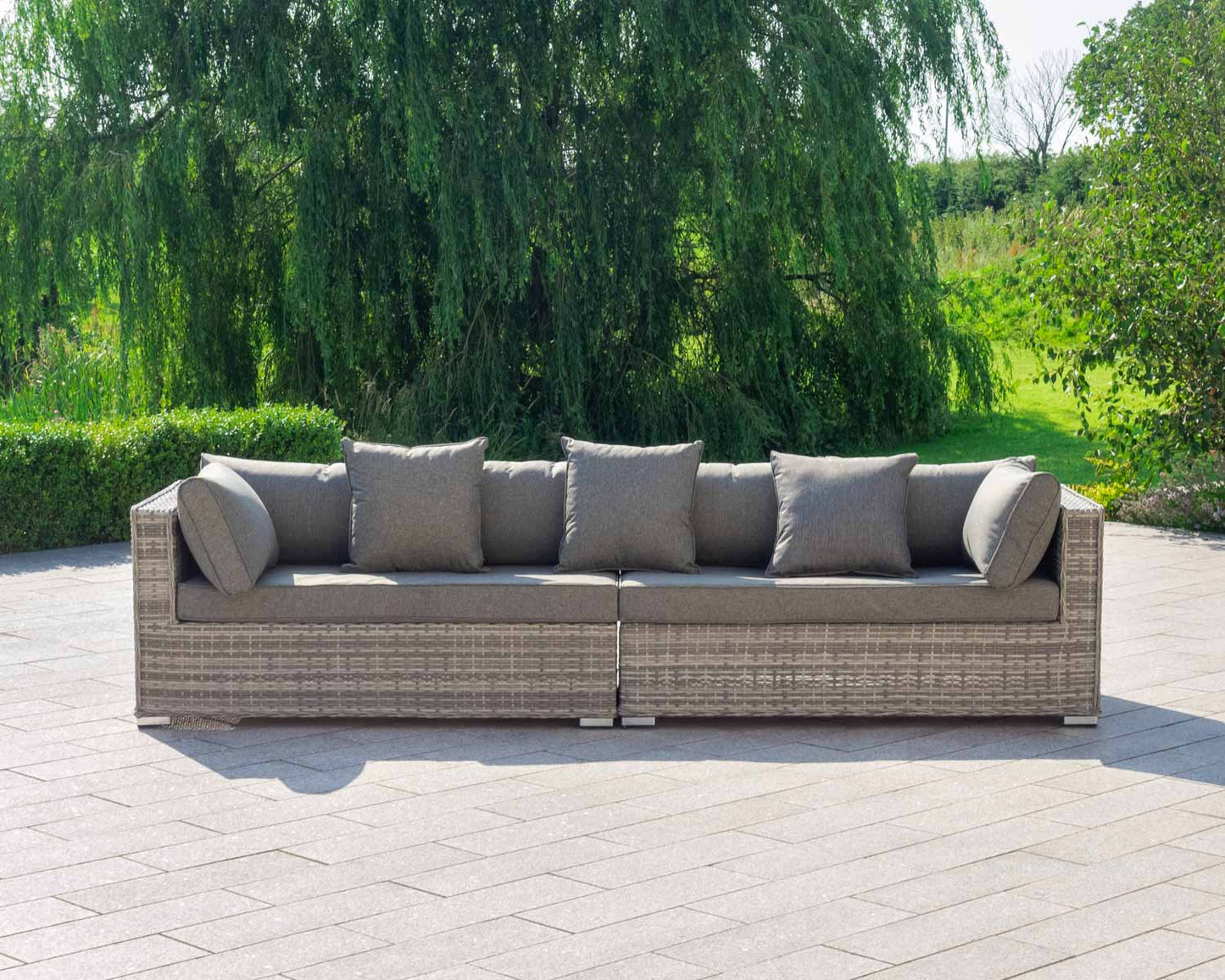 Monaco Rattan Garden Day Bed Sofa Set in Grey
