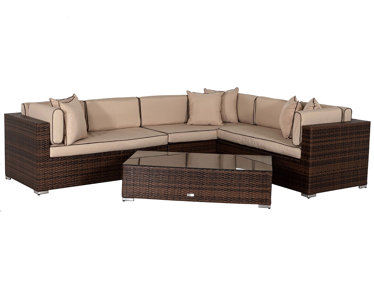 Monaco Rattan Garden Lefthand Corner Sofa Set in Chocolate and Cream