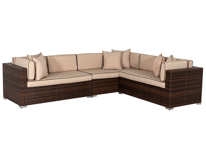 Monaco Rattan Garden Lefthand Corner Sofa Set in Chocolate and Cream