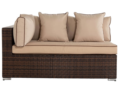 Monaco Rattan Garden Lefthand Corner Sofa Set in Chocolate and Cream