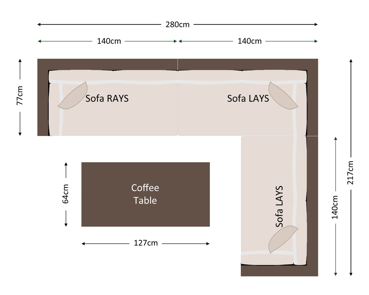 Monaco Rattan Garden Lefthand Corner Sofa Set in Premium Truffle Brown and Champagne