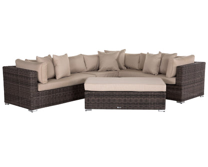 Monaco Rattan Garden Lefthand Corner Sofa Set in Premium Truffle Brown and Champagne