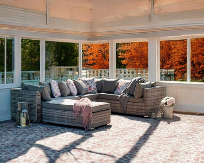 Monaco Rattan Garden Lefthand Corner Sofa Set in Grey