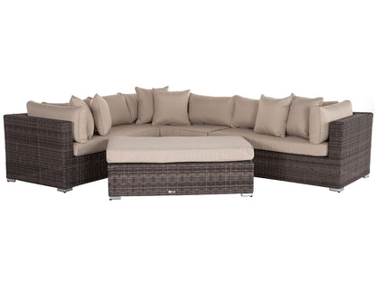Monaco Rattan Garden Righthand Corner Sofa Set in Premium Truffle Brown and Champagne