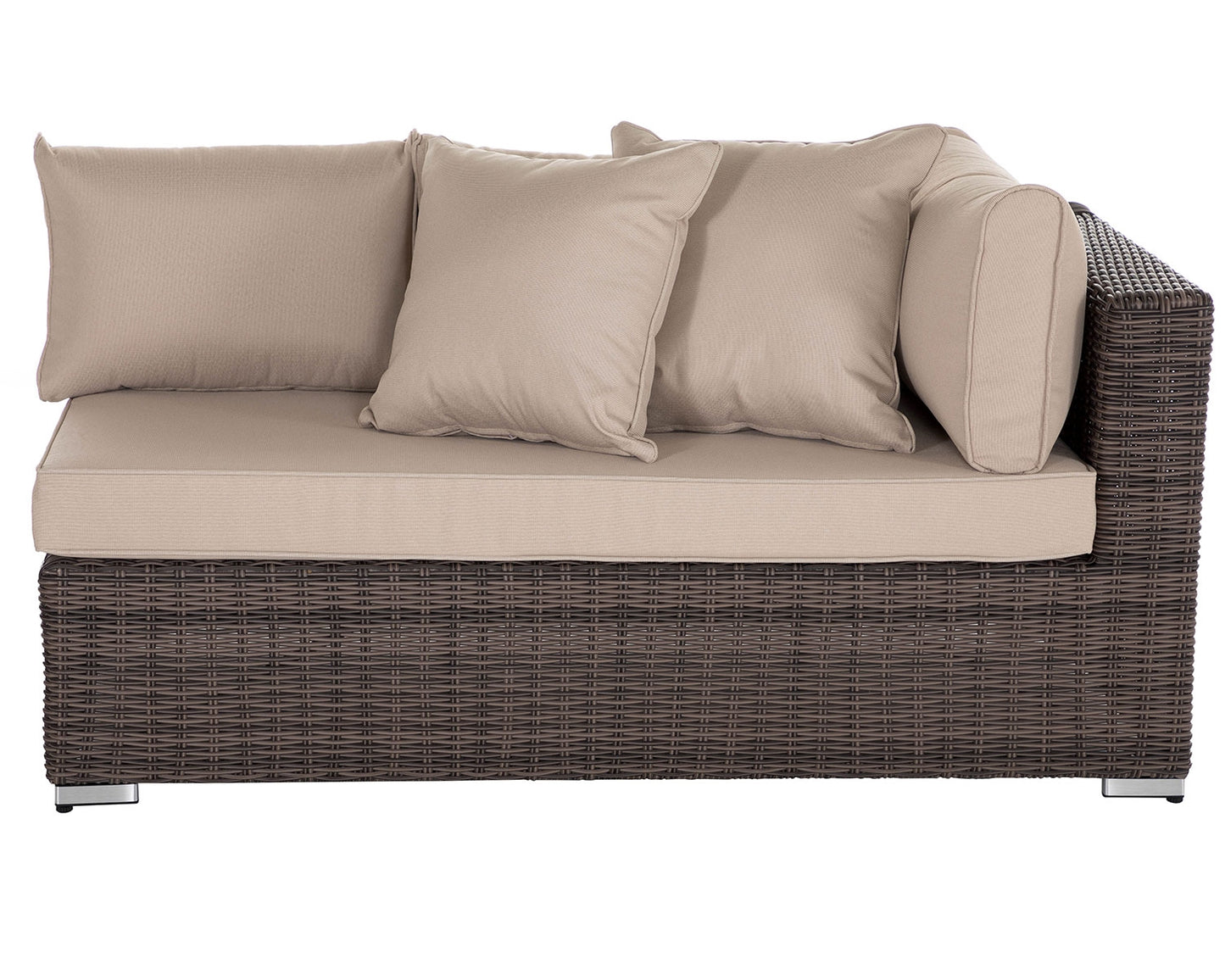 Monaco Rattan Garden Righthand Corner Sofa Set in Premium Truffle Brown and Champagne