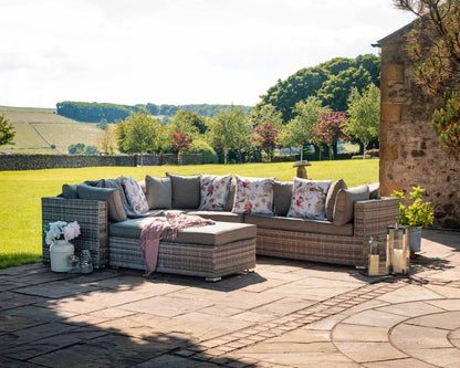 Monaco Rattan Garden Righthand Corner Sofa Set in Grey