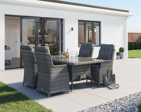 Riviera 4 Dining Chairs and Rectangular Dining Table in Grey