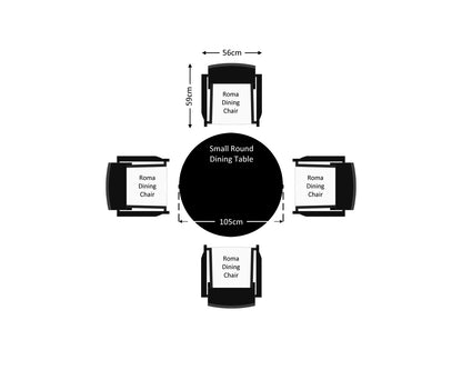 Roma 4 Rattan Garden Chairs and Small Round Table Set in Black and Vanilla