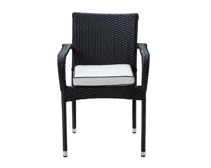 Roma 4 Rattan Garden Chairs and Small Round Table Set in Black and Vanilla