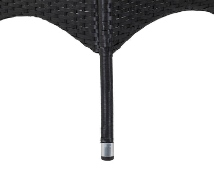 Roma 4 Rattan Garden Chairs and Small Round Table Set in Black and Vanilla