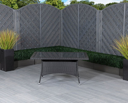 Roma 6 Rattan Garden Chairs and Small Rectangular Table Set in Black & Vanilla