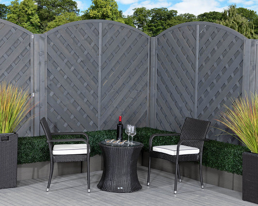 Roma Rattan Garden Bistro Round Set in Black and Vanilla