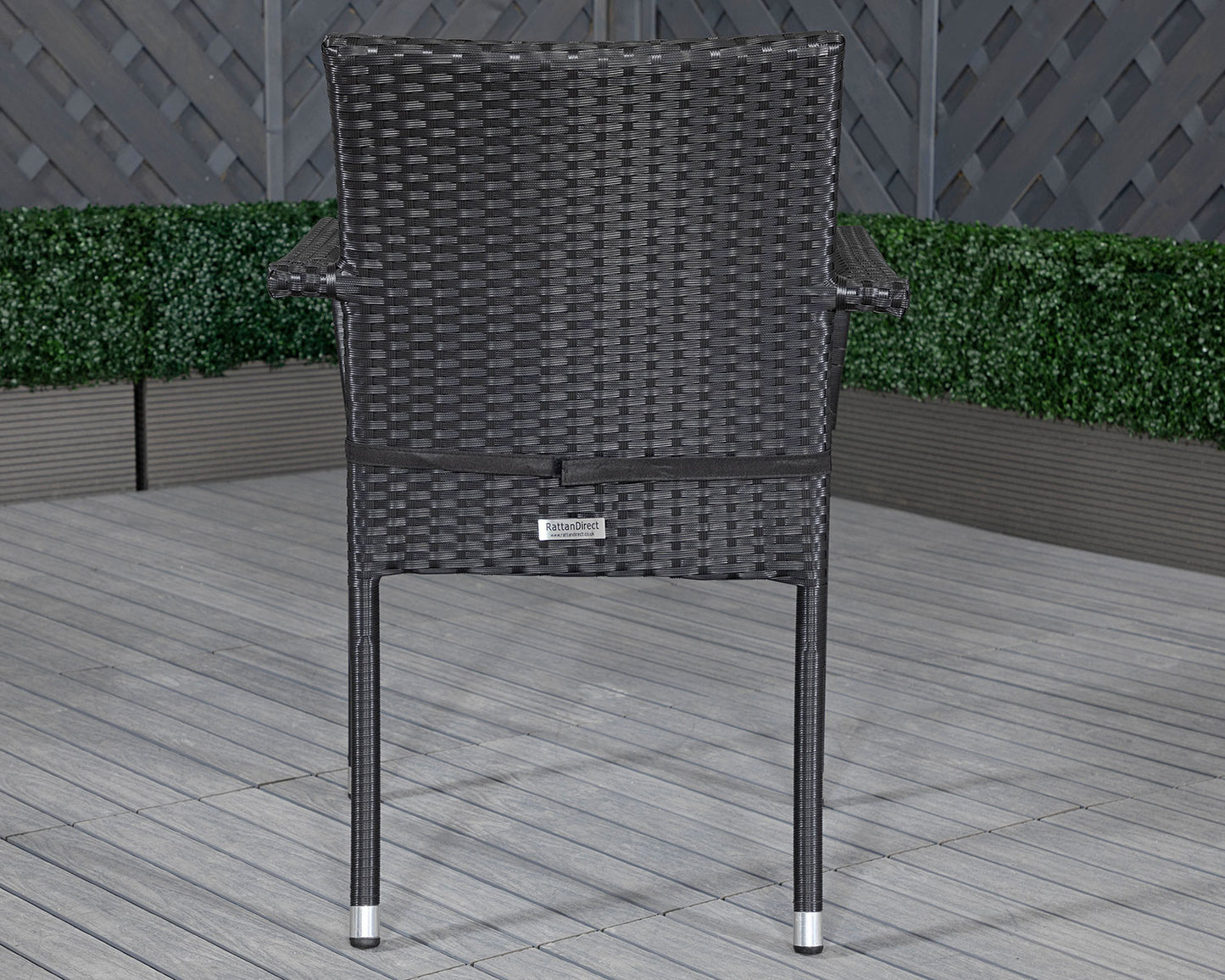 Roma Rattan Garden Bistro Round Set in Black and Vanilla