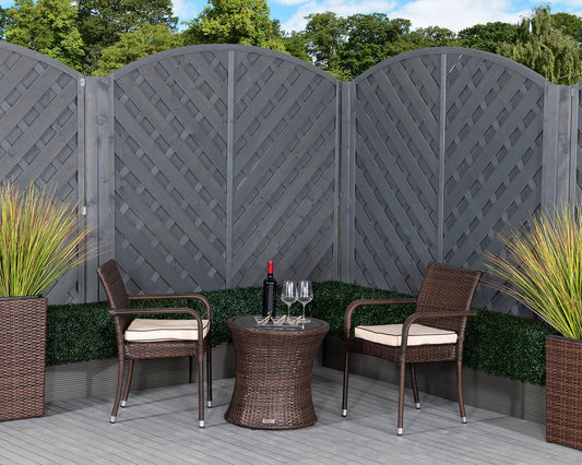 Roma Rattan Garden Bistro Round Set in Chocolate and Cream