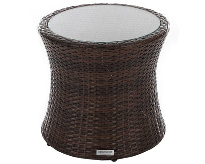 Roma Rattan Garden Bistro Round Set in Chocolate and Cream