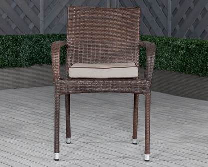 Roma Rattan Garden Bistro Round Set in Chocolate and Cream