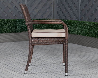 Roma Rattan Garden Bistro Round Set in Chocolate and Cream