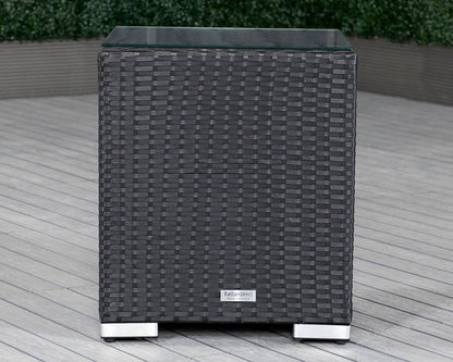 Roma Rattan Garden Bistro Square Set in Black and Vanilla