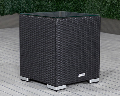 Roma Rattan Garden Bistro Square Set in Black and Vanilla