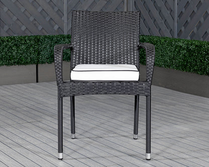 Roma Rattan Garden Bistro Square Set in Black and Vanilla