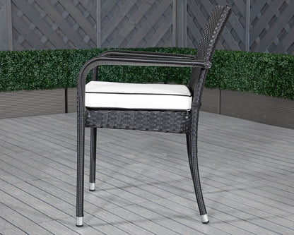Roma Rattan Garden Bistro Square Set in Black and Vanilla