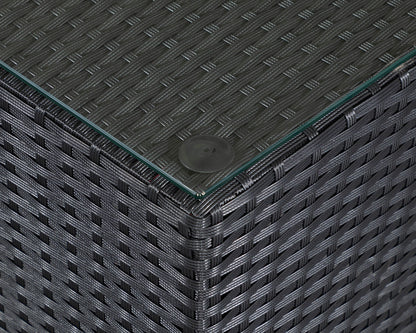 Roma Rattan Garden Bistro Square Set in Black and Vanilla