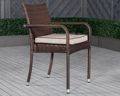 Roma Rattan Garden Bistro Square Set in Chocolate and Cream