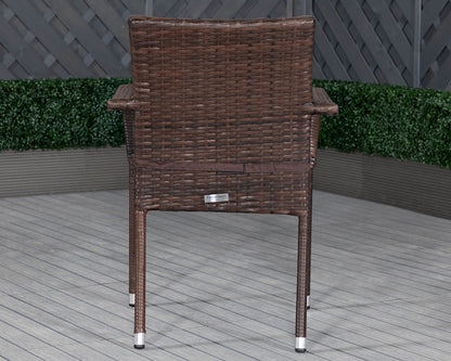 Roma Rattan Garden Bistro Square Set in Chocolate and Cream