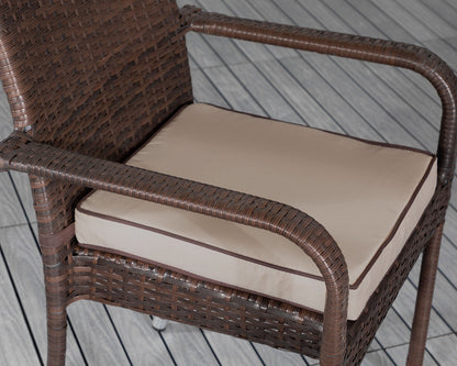 Roma Rattan Garden Bistro Square Set in Chocolate and Cream