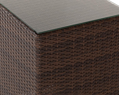 Roma Rattan Garden Bistro Square Set in Chocolate and Cream