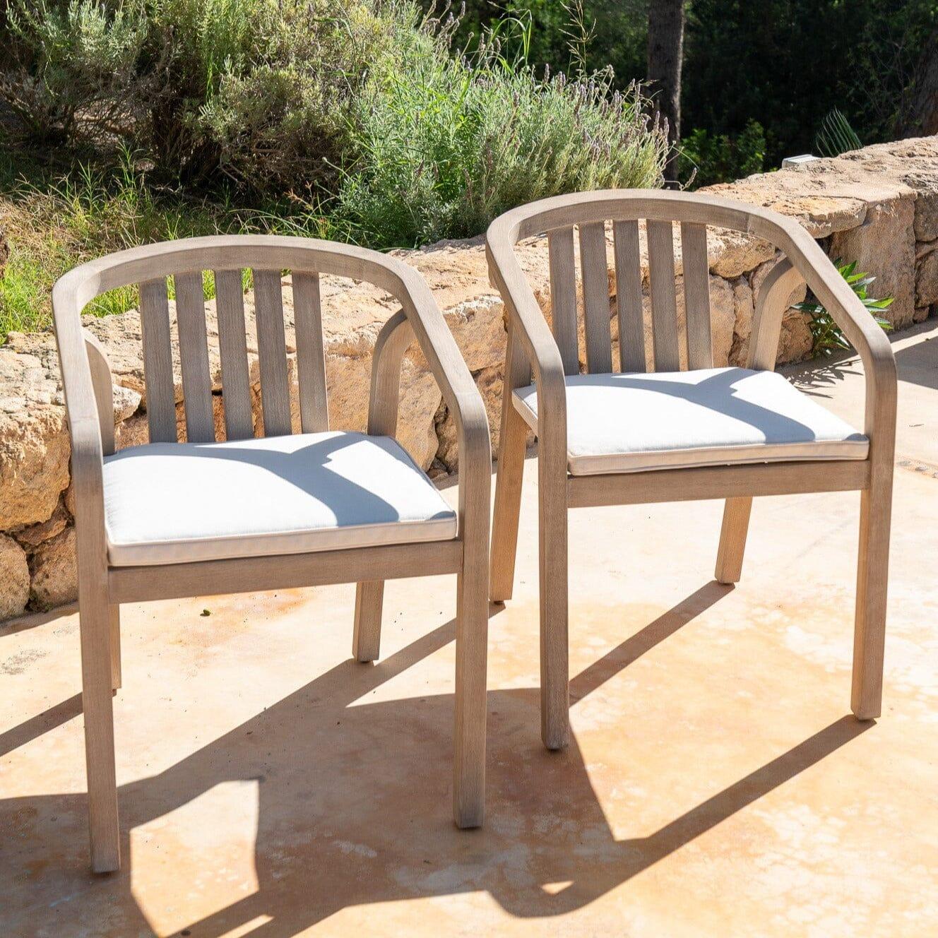 Shiro 6 Seater Wooden Round Garden Dining Table with 6 Shiro chairs - 160cm - Laura James