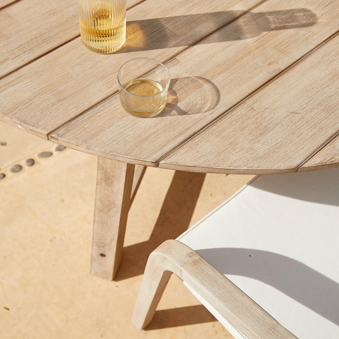 Shiro 6 Seater Wooden Round Garden Dining Table with 6 Shiro chairs - 160cm - Laura James