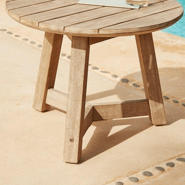 Shiro Wooden Round Garden Side Table - Laura James